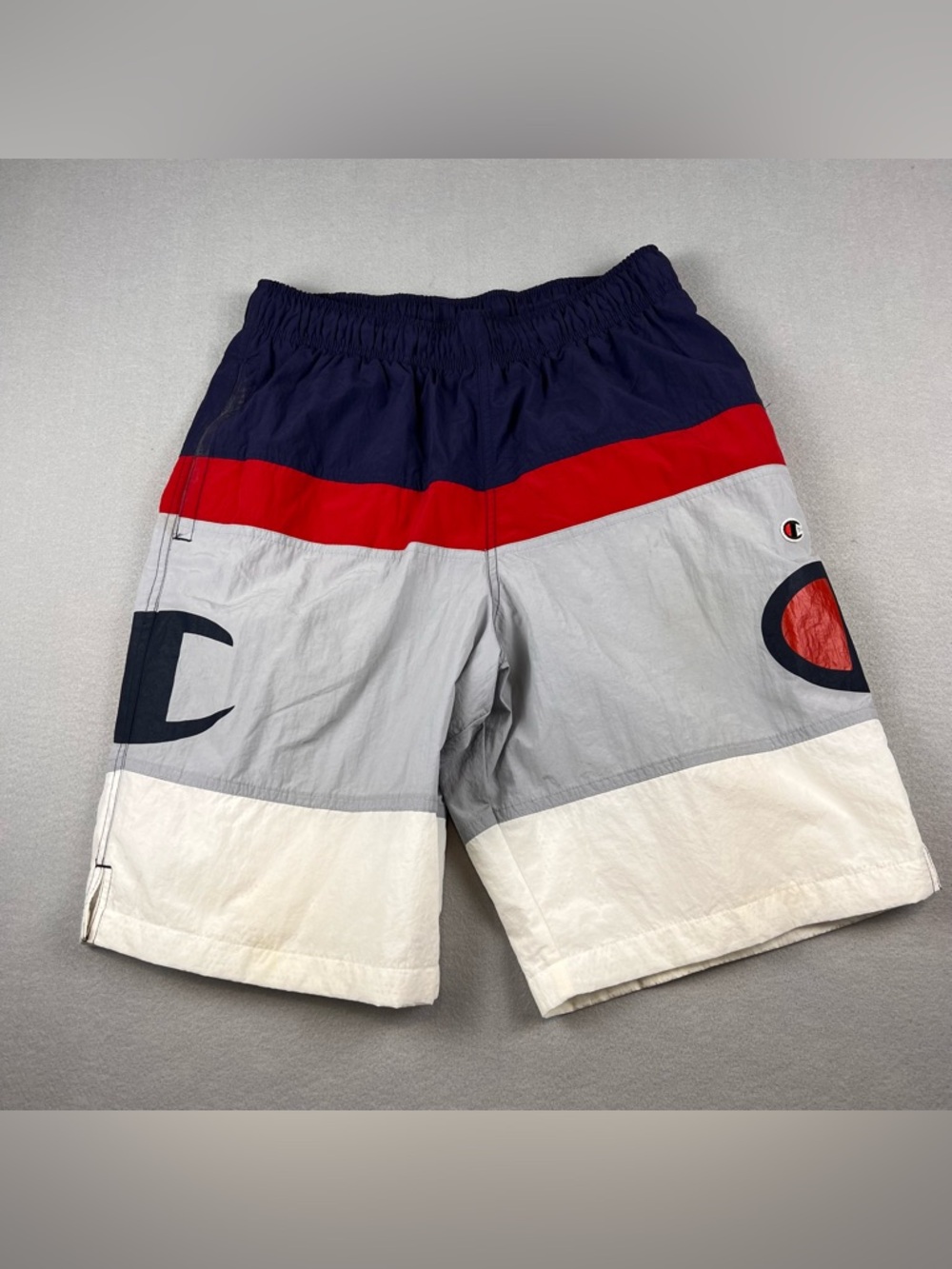 Champion Men's Colorblock Swim Trunks - Navy, Red, Gray, White vintage 90s retro